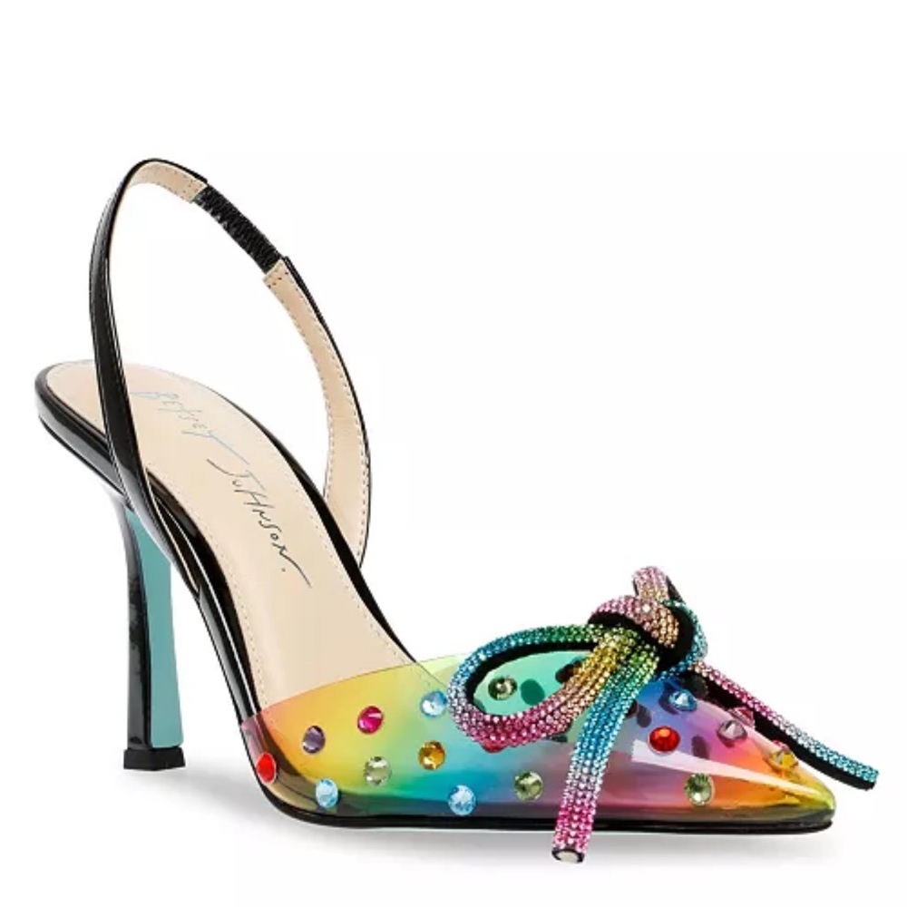 COPY - Betsey Johnson Black Slingback Heels with Elegant Bow